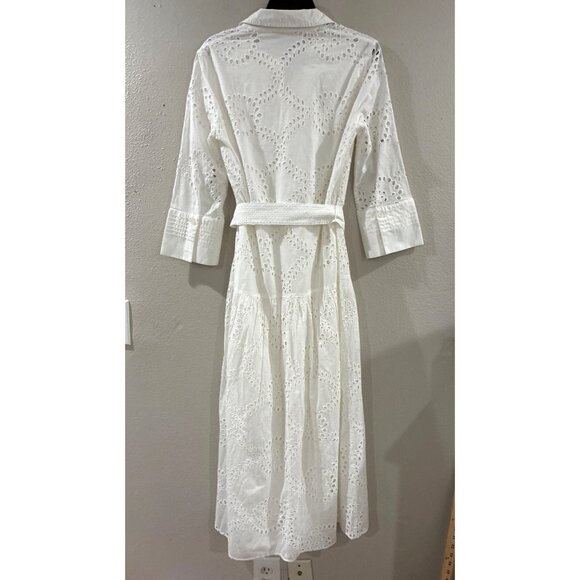 Zara Womens embroidered White button-up Cotton maxi summer dress size Small - Picture 2 of 9